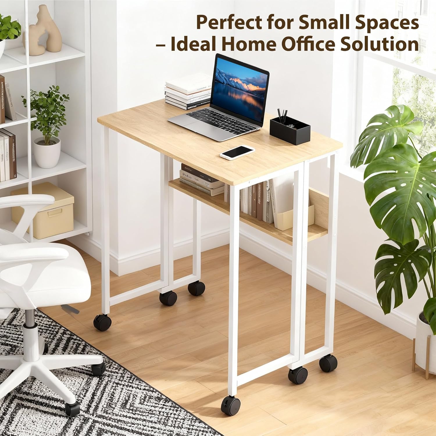 Desk Setup Ideas - Folding Desk with Storage Shelf, 63