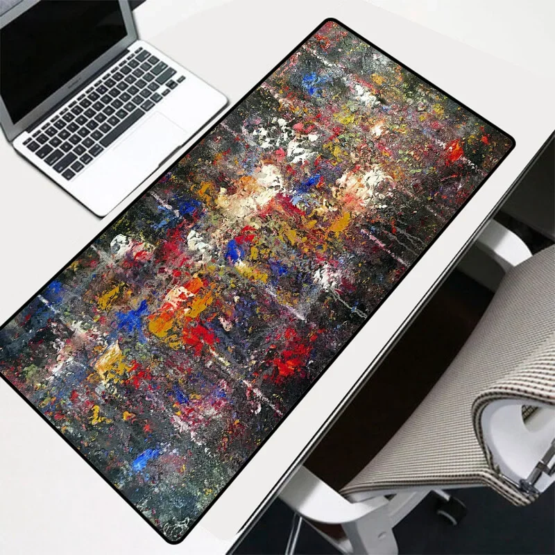 Desk Setup Notebook - Large Mouse Pad Multicolored Oil Painting