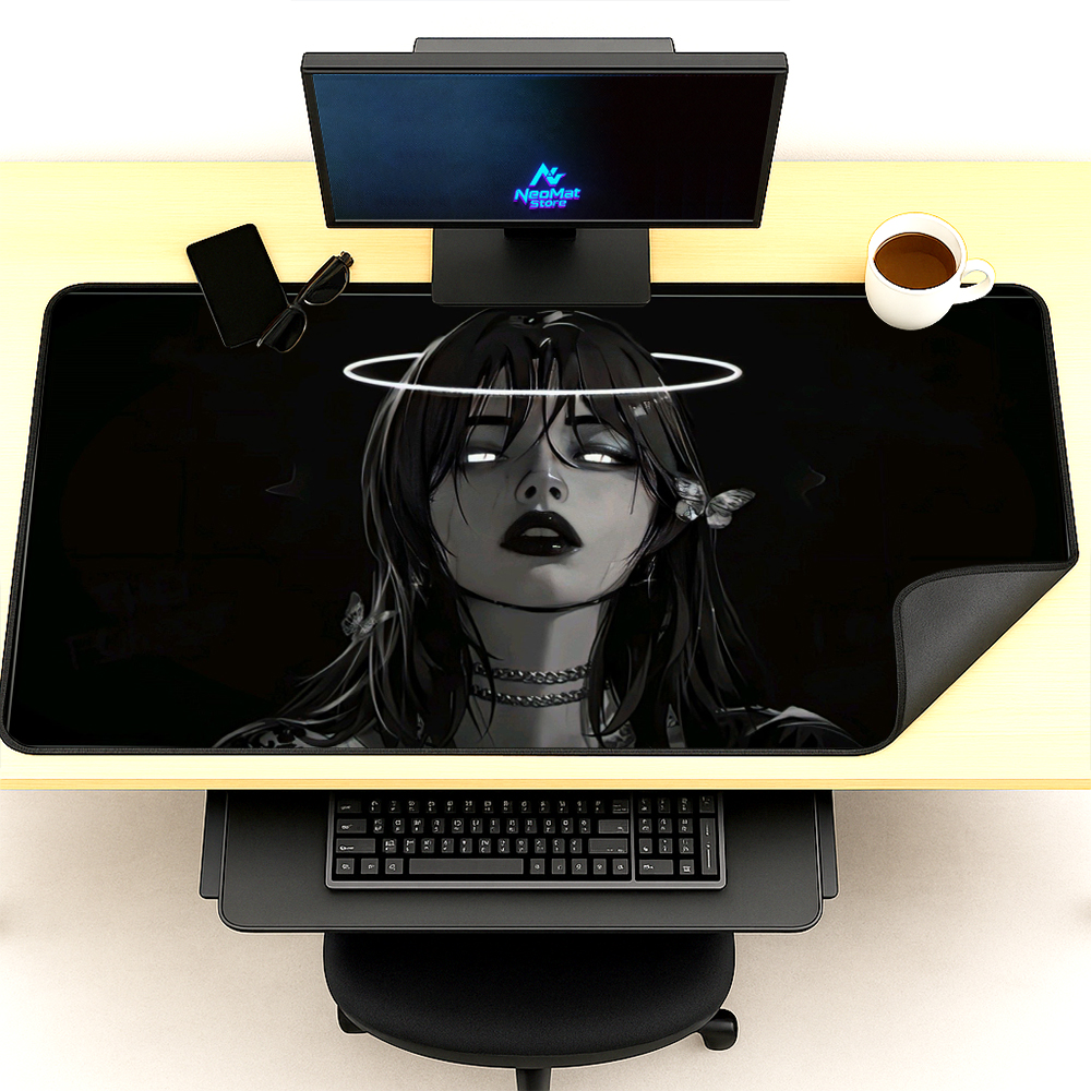 Desk Setup Black And White - Gothic Desk Mat Big Gaming Laptop