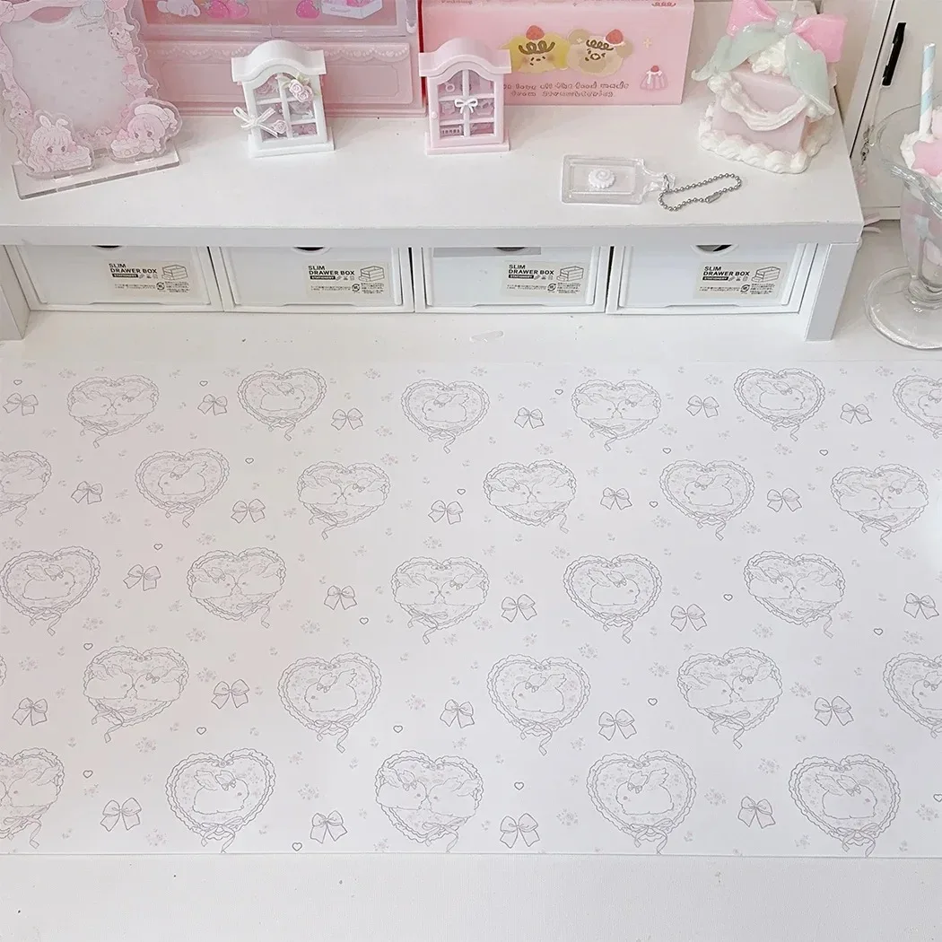 Desk Pad Leather Large - Kawaii Pink Rabbit Girl Heart Leather