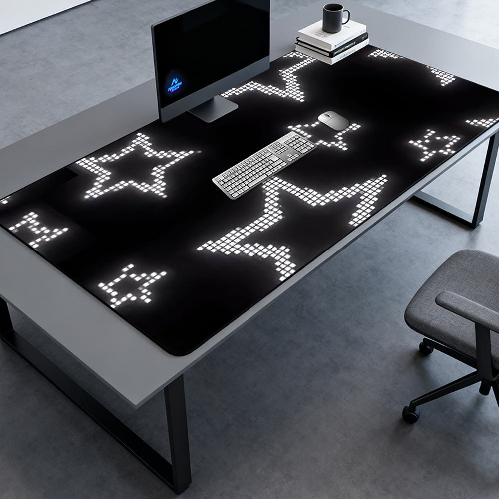 Desk Setup Black And White - Pixel Star Desk Mat Extra Gaming