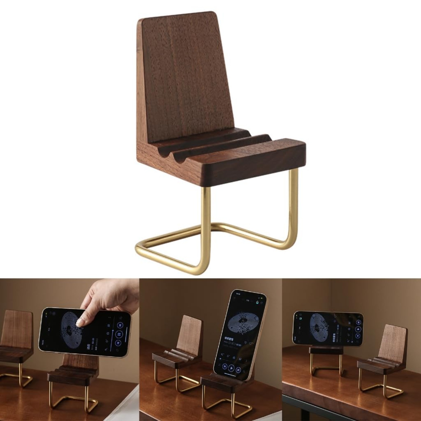 Desk Setup Nature - Wooden Phone Stand Walnut Desk Organizer