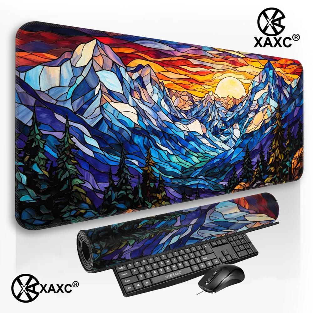 Stained Glass Mountain Desk Ma - Desk Setup Nature 리뷰 및 가격