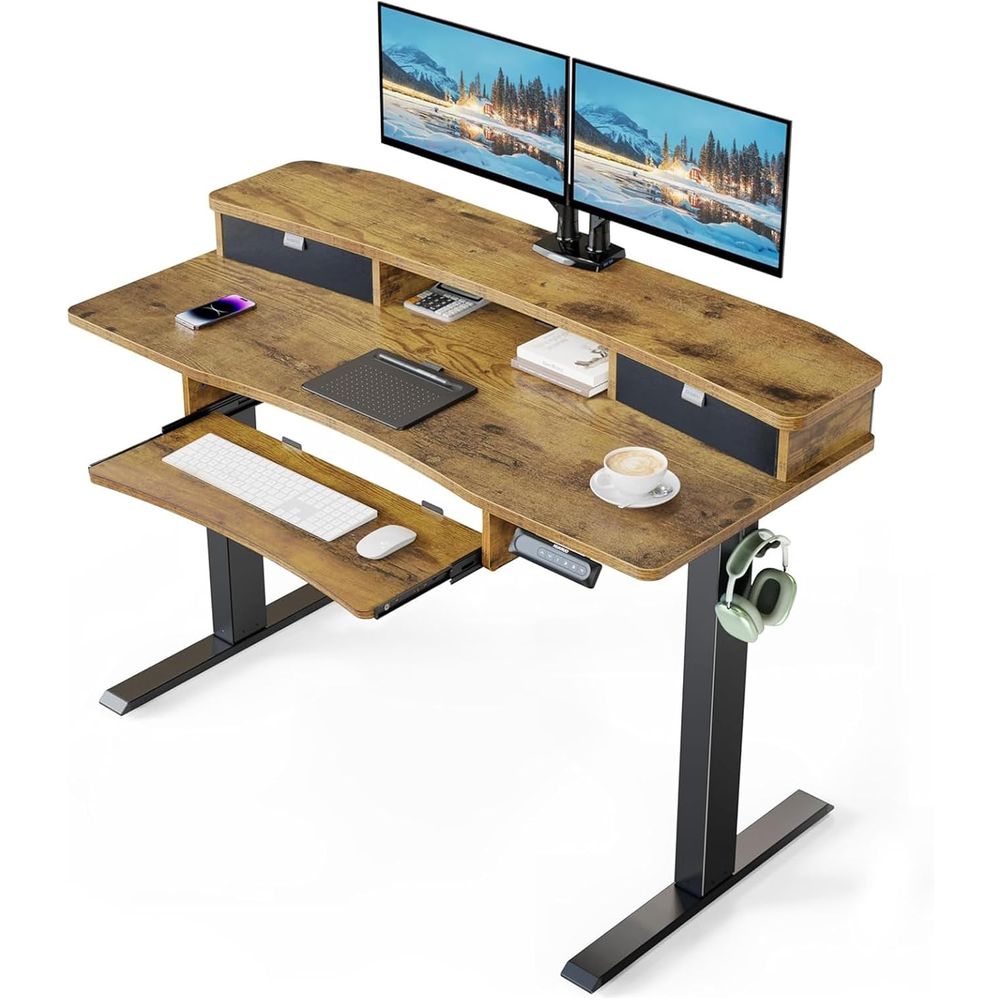 Vintage 48 x 26 Electric Desk  - Desk Setup With Keyboard Tray 리뷰 및 가격