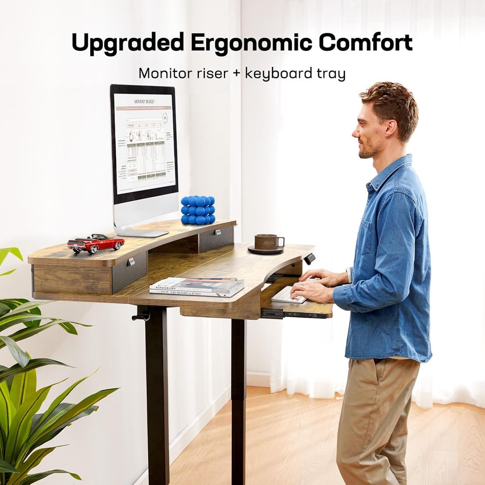 Vintage 48 x 26 Electric Desk  - Desk Setup With Keyboard Tray 리뷰 및 가격