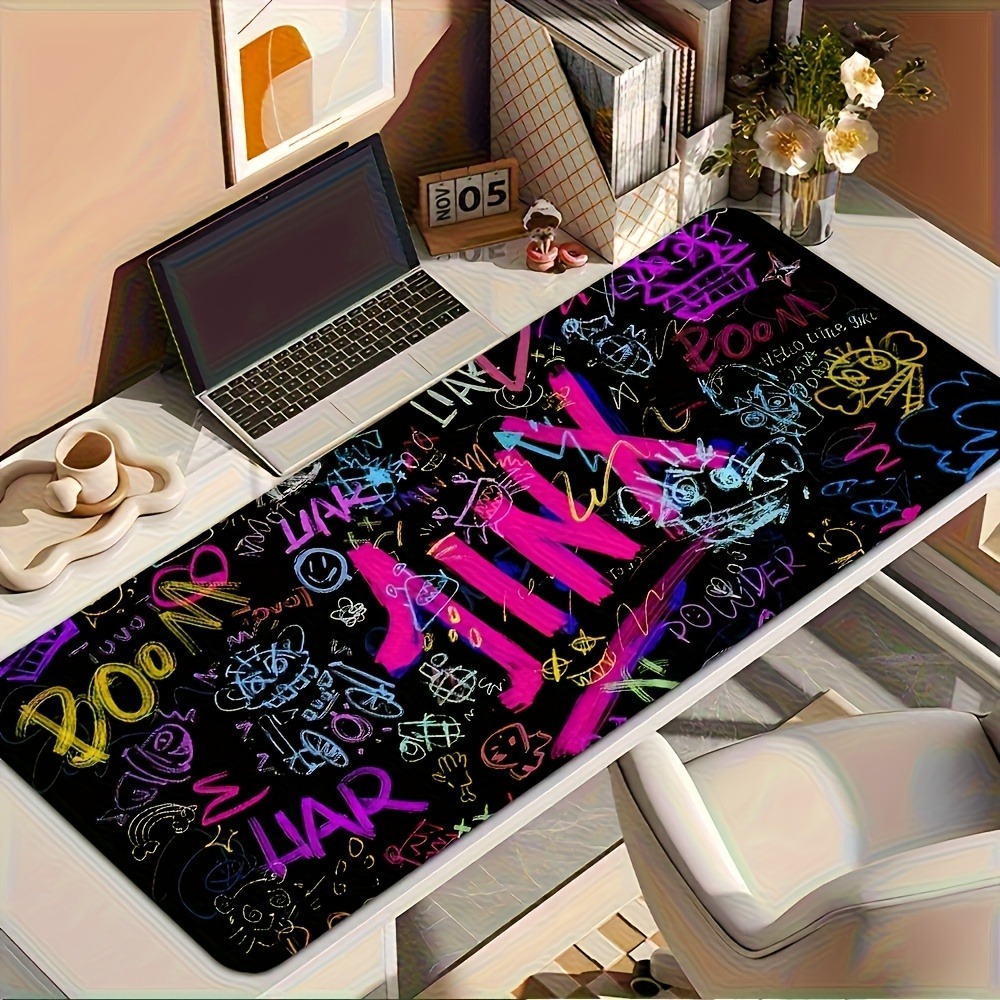 Vibrant Doodle Text Gaming Mou - Desk Setup Art 리뷰 및 가격