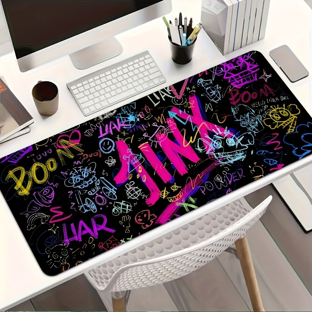Vibrant Doodle Text Gaming Mou - Desk Setup Art 리뷰 및 가격