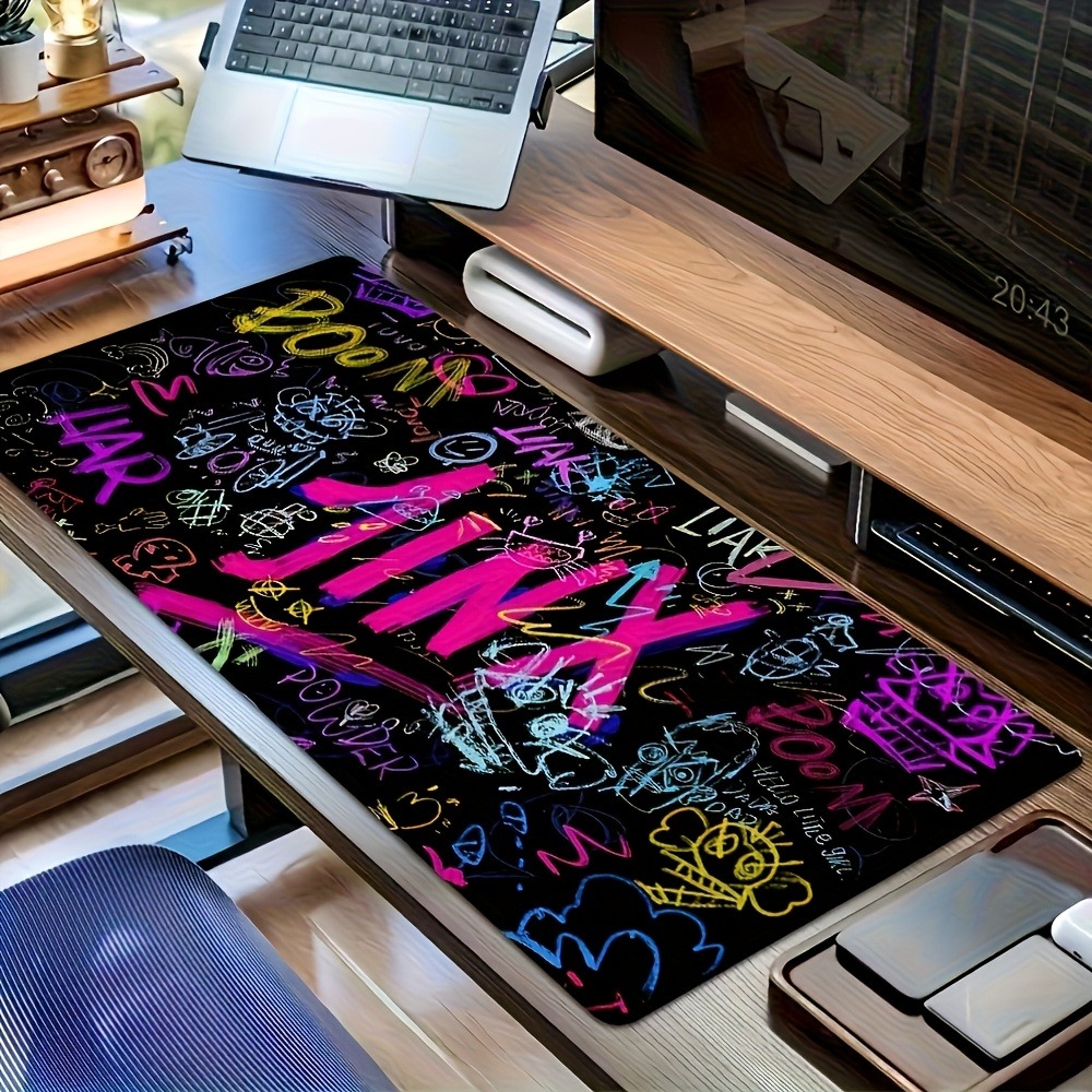 Vibrant Doodle Text Gaming Mou - Desk Setup Art 리뷰 및 가격