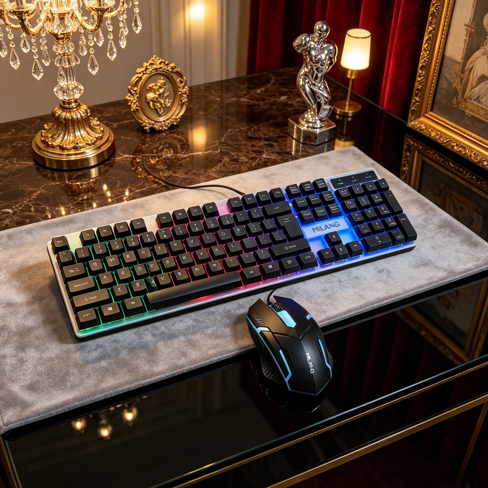 Wired RGB Backlit Keyboard Mou - Desk Setup Ergonomic 리뷰 및 가격