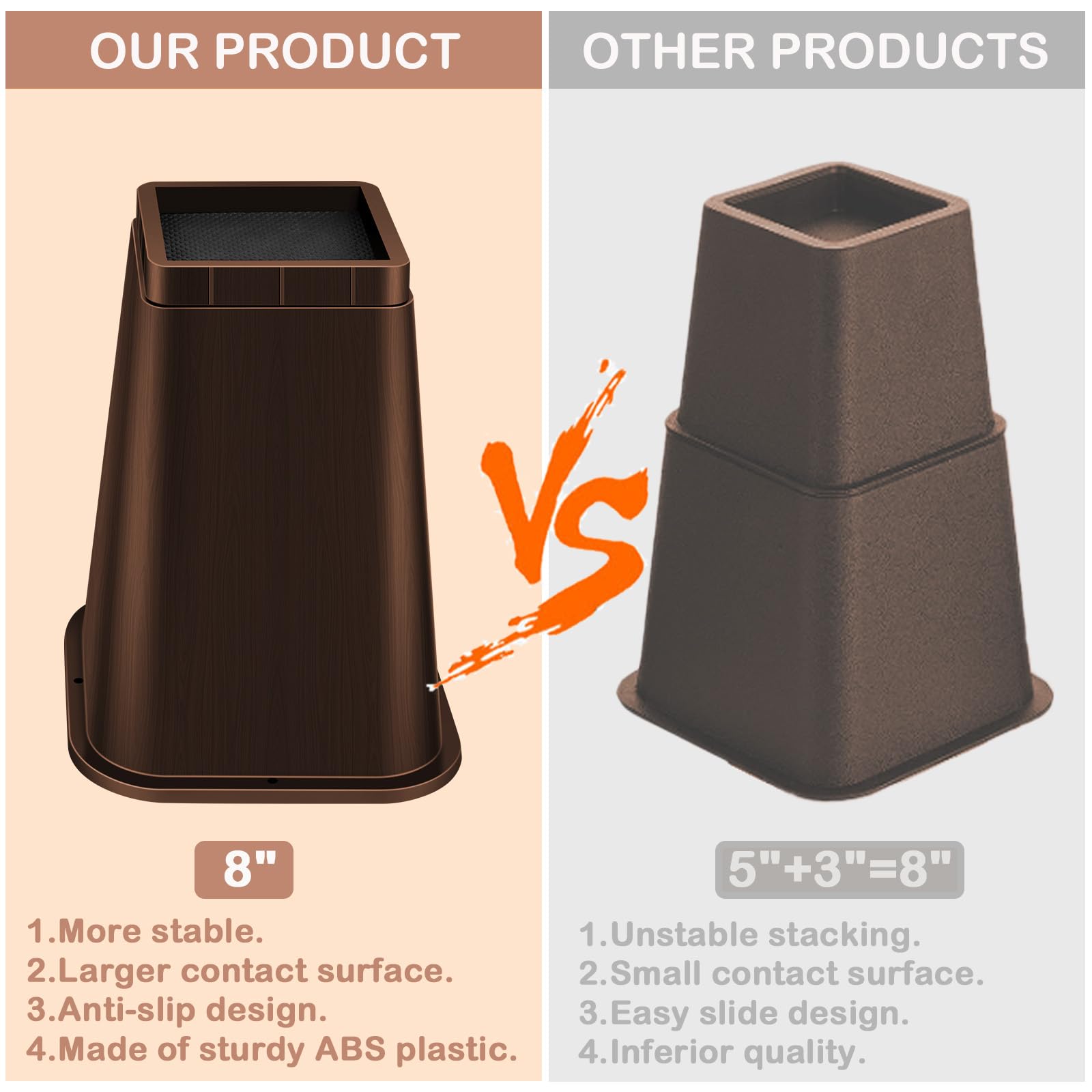 Heavy Duty Furniture Risers 8  - Desk Setup Brown 리뷰 및 가격