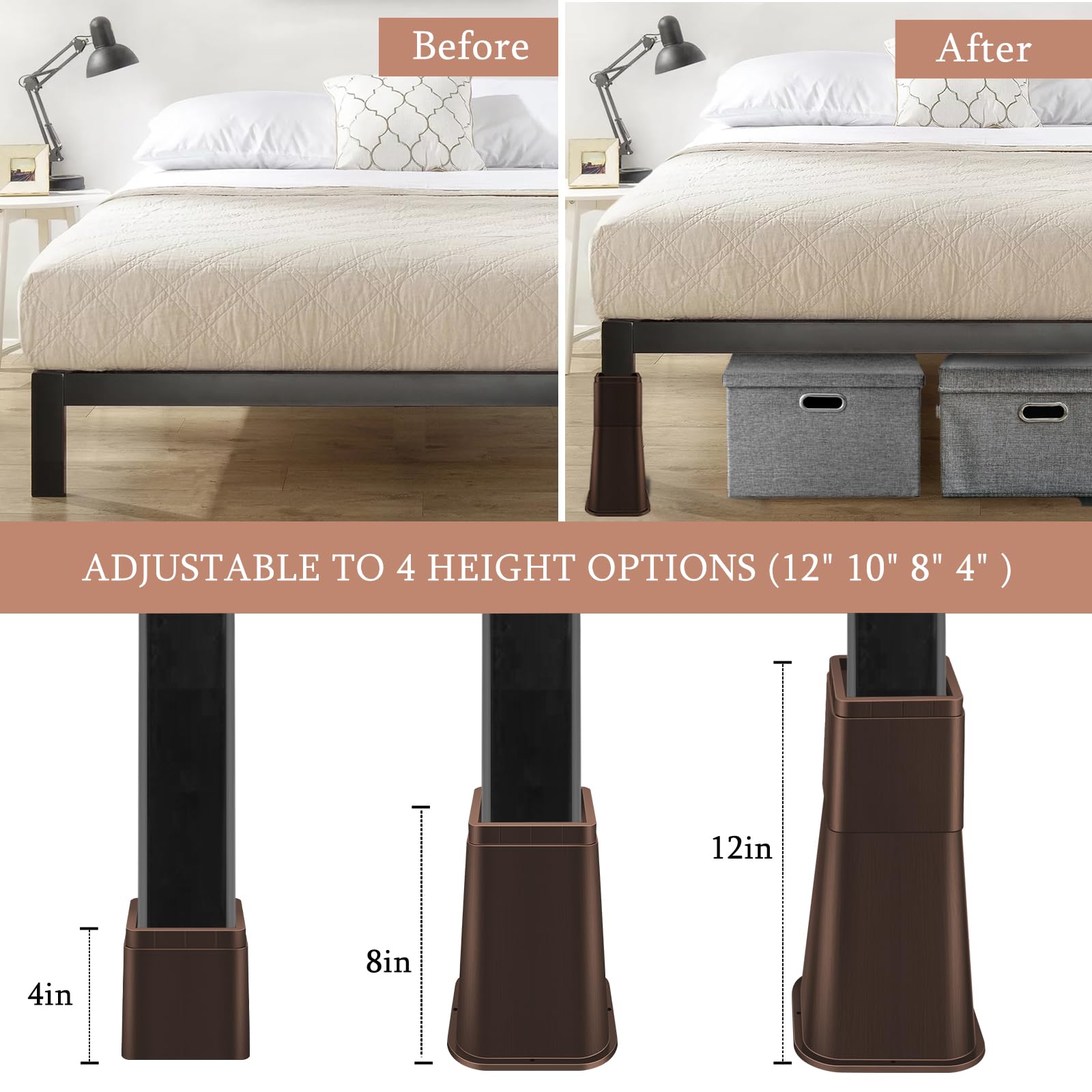 Heavy Duty Furniture Risers 8  - Desk Setup Brown 리뷰 및 가격