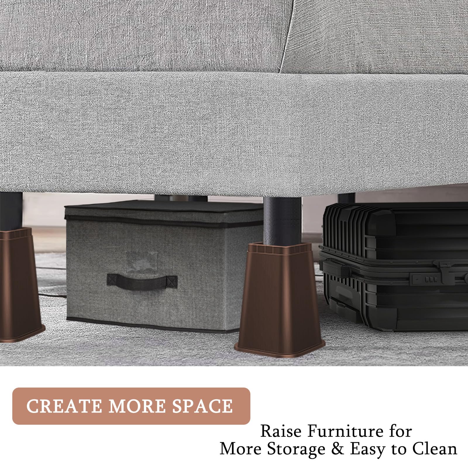Heavy Duty Furniture Risers 8  - Desk Setup Brown 리뷰 및 가격