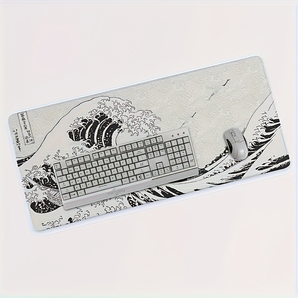 Black White Wave Art XXL Desk  - Desk Setup Black And White 리뷰 및 가격