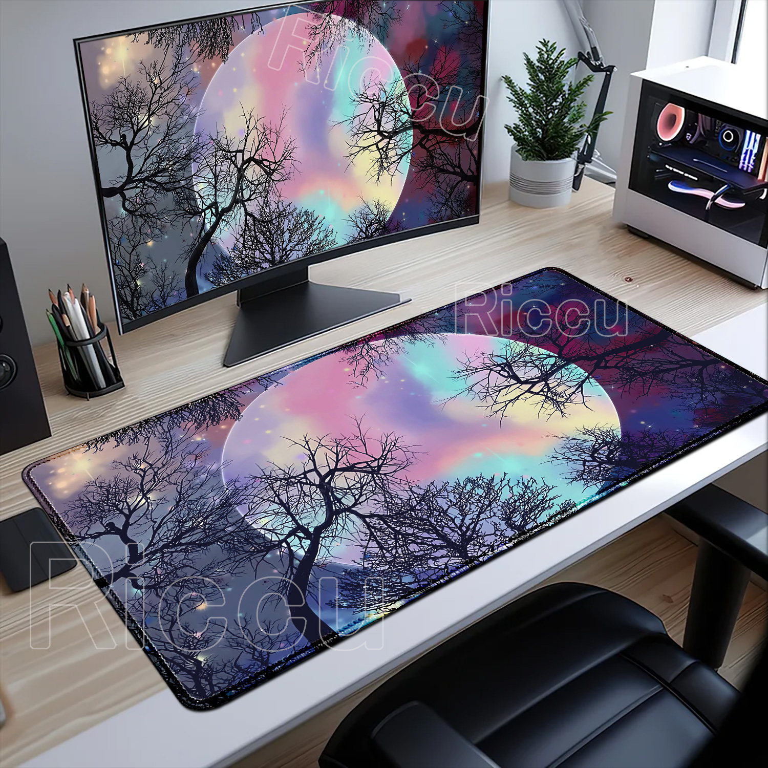 Large Art Moon Landscape Mouse - Desk Setup Nature 리뷰 및 가격