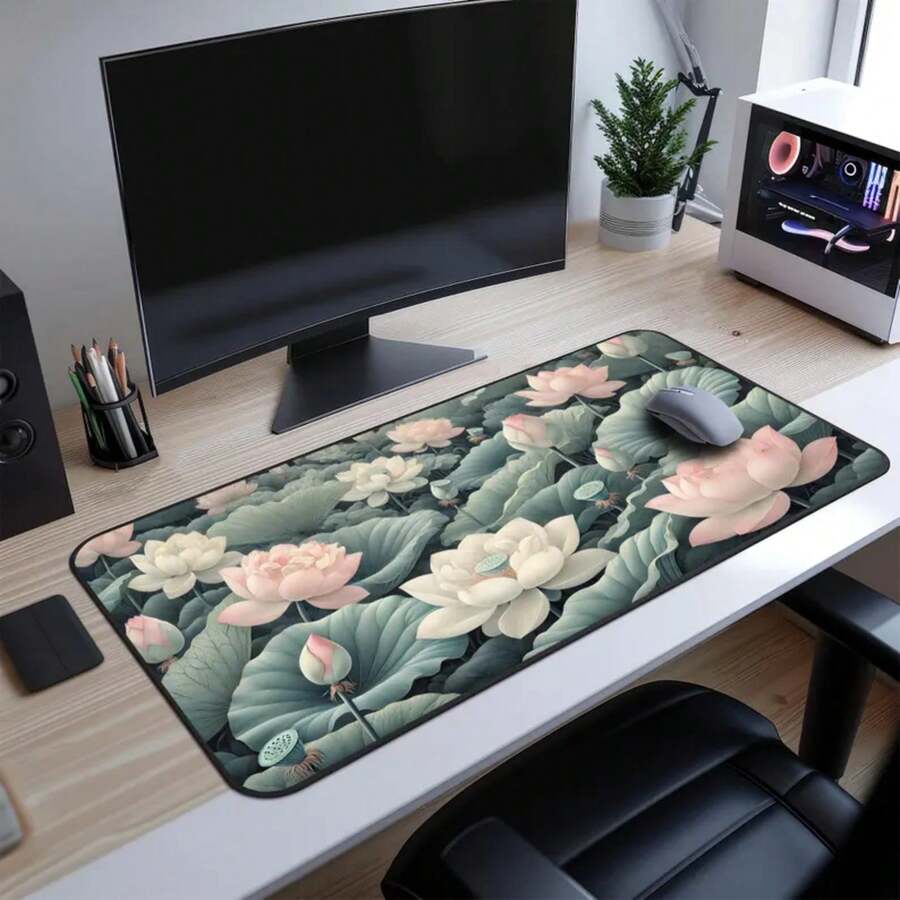 Large Lotus Flower Desk Mat No - Desk Setup Nature 리뷰 및 가격