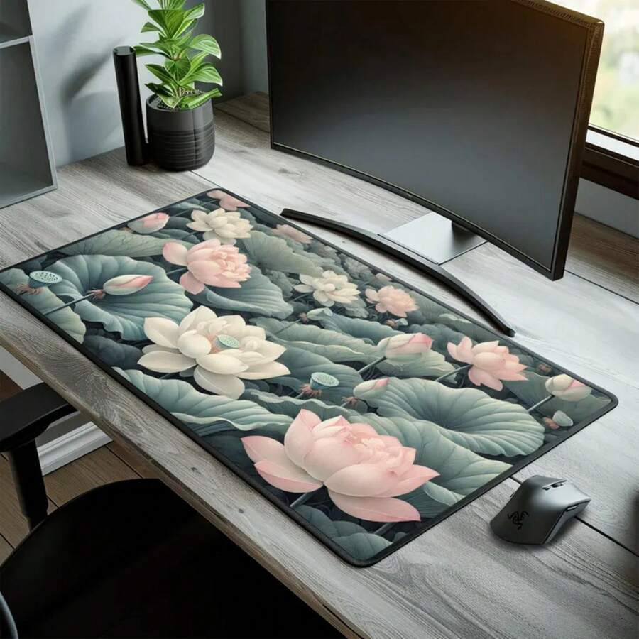 Large Lotus Flower Desk Mat No - Desk Setup Nature 리뷰 및 가격