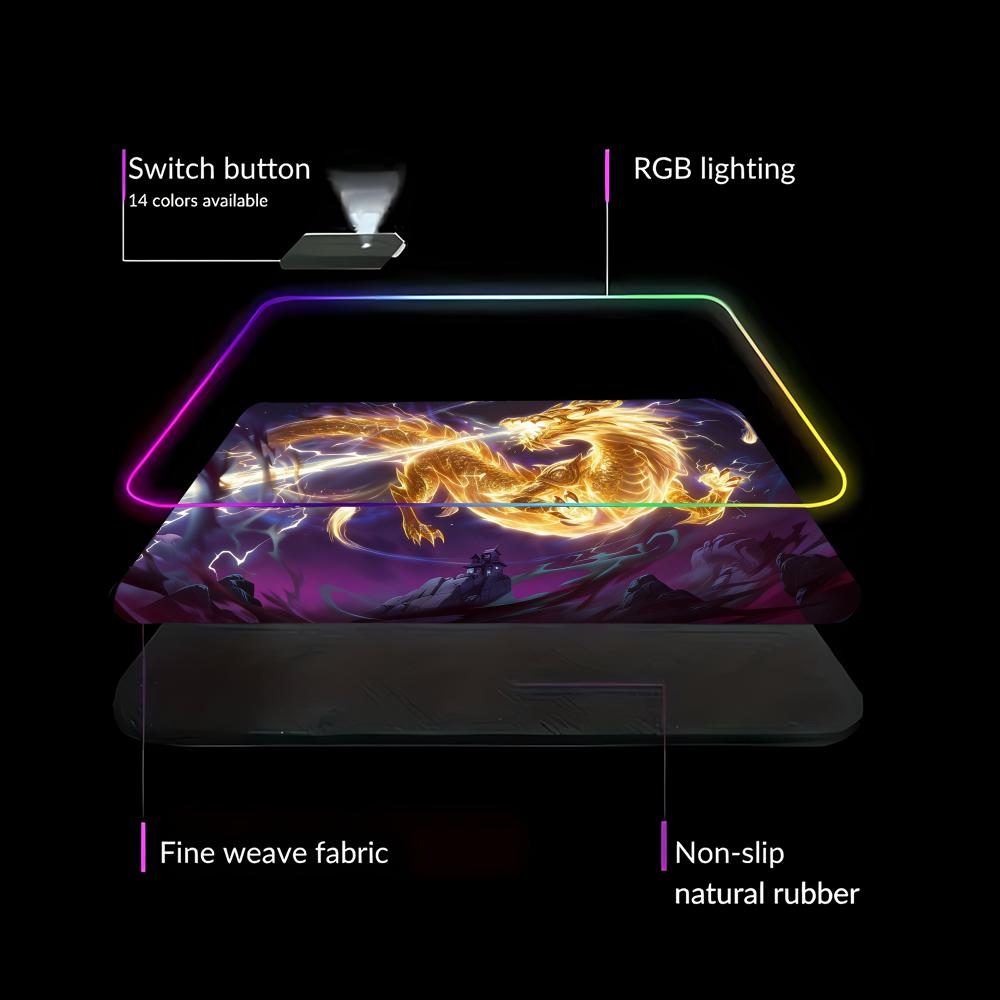 RGB LED Blue Dragon Mouse Pad  - Desk Setup Rug 리뷰 및 가격