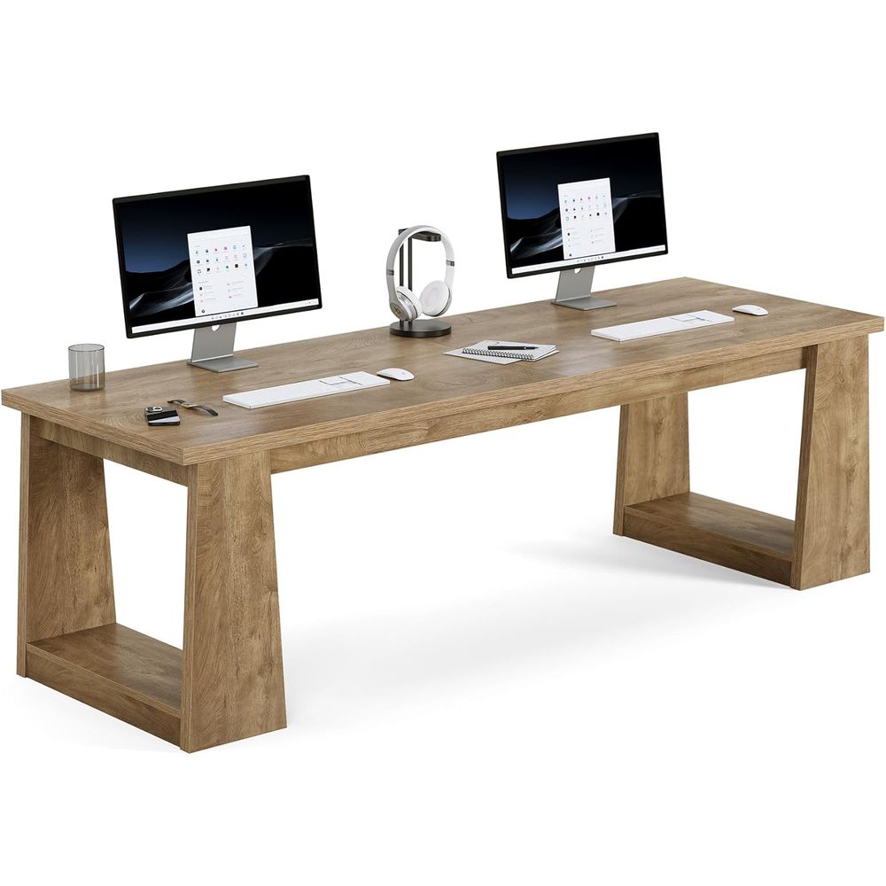 Rustic Brown Two-Person Home O - Desk Setup Brown 리뷰 및 가격