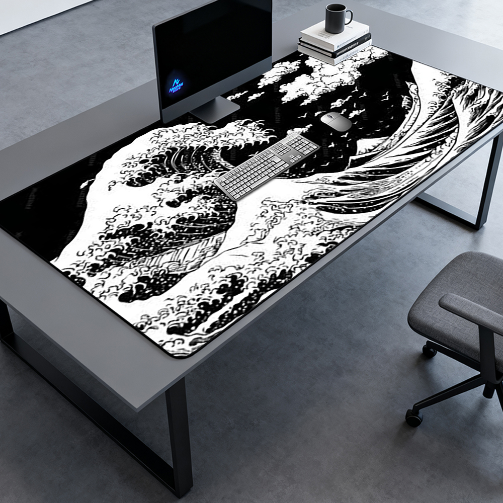 Great Wave Mouse Pad Kanagawa  - Desk Setup Black And White 리뷰 및 가격