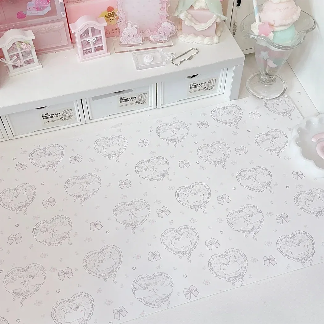 Kawaii Pink Rabbit Girl Heart  - Desk Pad Leather Large 리뷰 및 가격