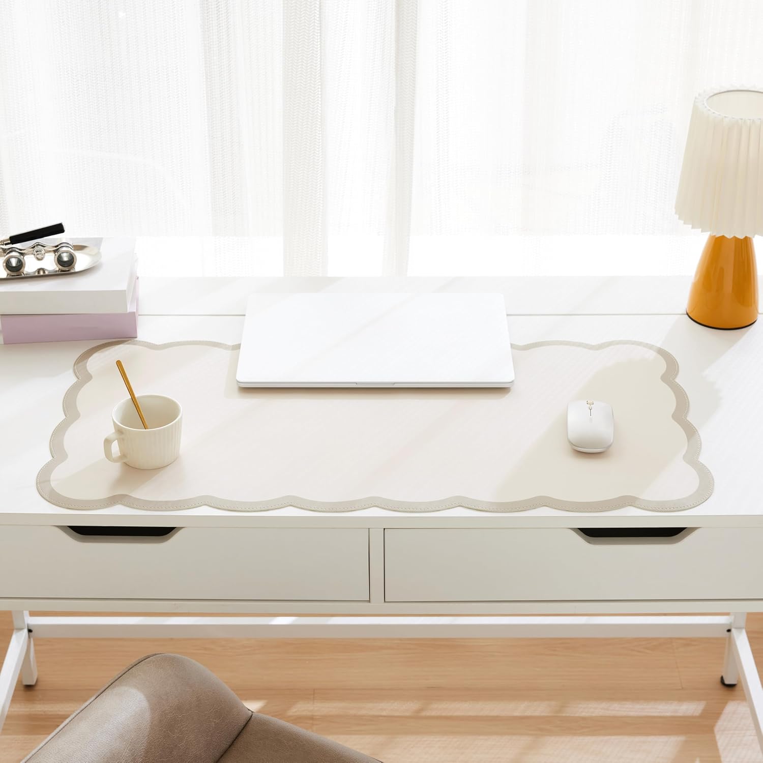 Scalloped Desk Mat 31.5x15.7 L - Desk Pad Leather Large 리뷰 및 가격