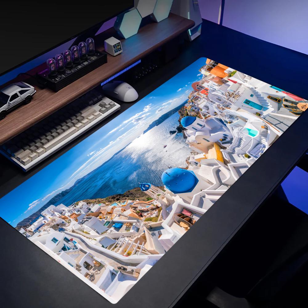 Greek island Desk Mats Gaming  - Desk Setup Rug 리뷰 및 가격