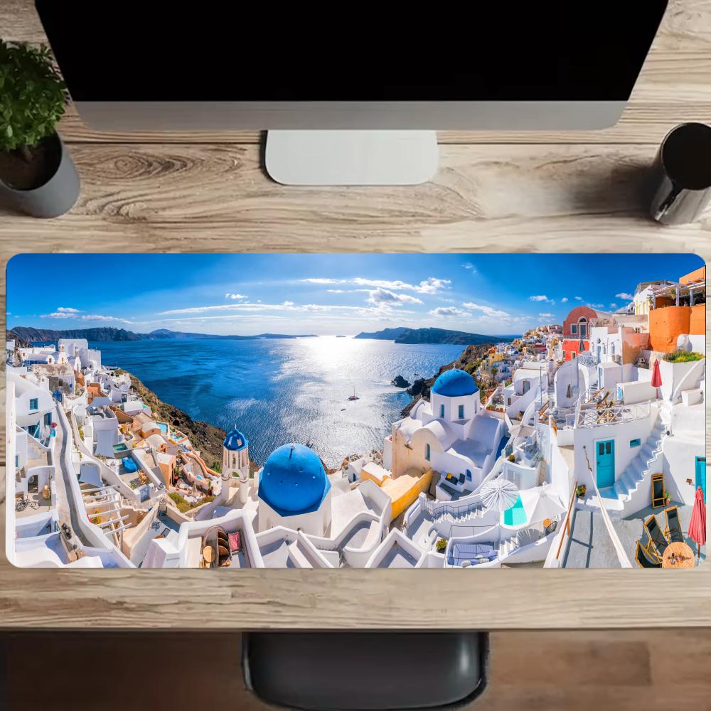 Greek island Desk Mats Gaming  - Desk Setup Rug 리뷰 및 가격