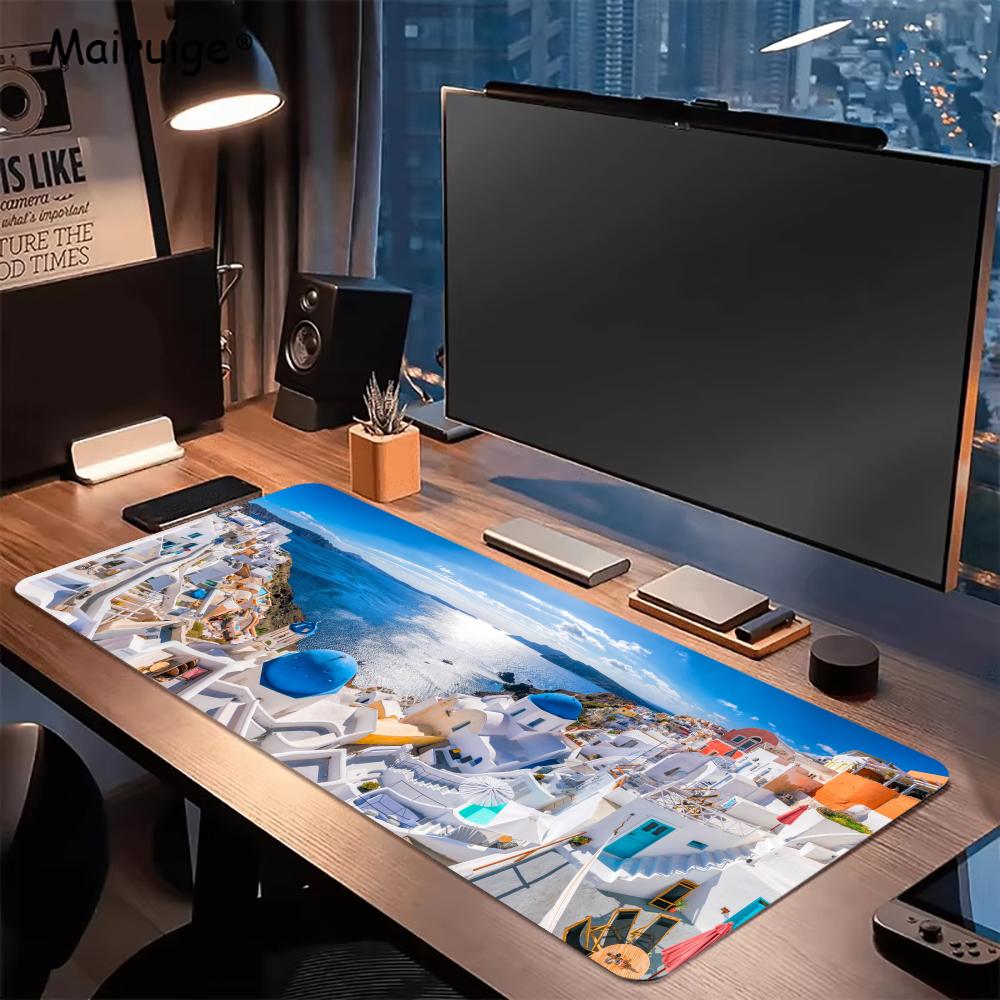 Greek island Desk Mats Gaming  - Desk Setup Rug 리뷰 및 가격