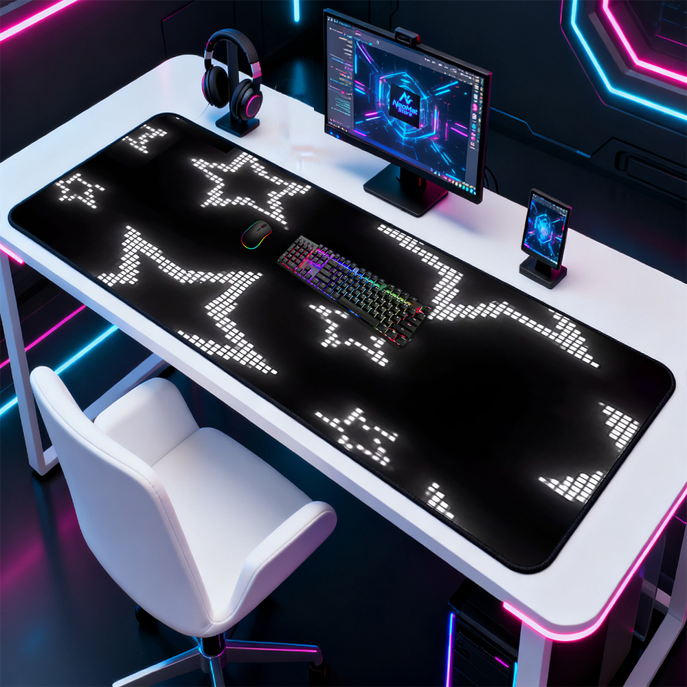 Pixel Star Desk Mat Extra Gami - Desk Setup Black And White 리뷰 및 가격