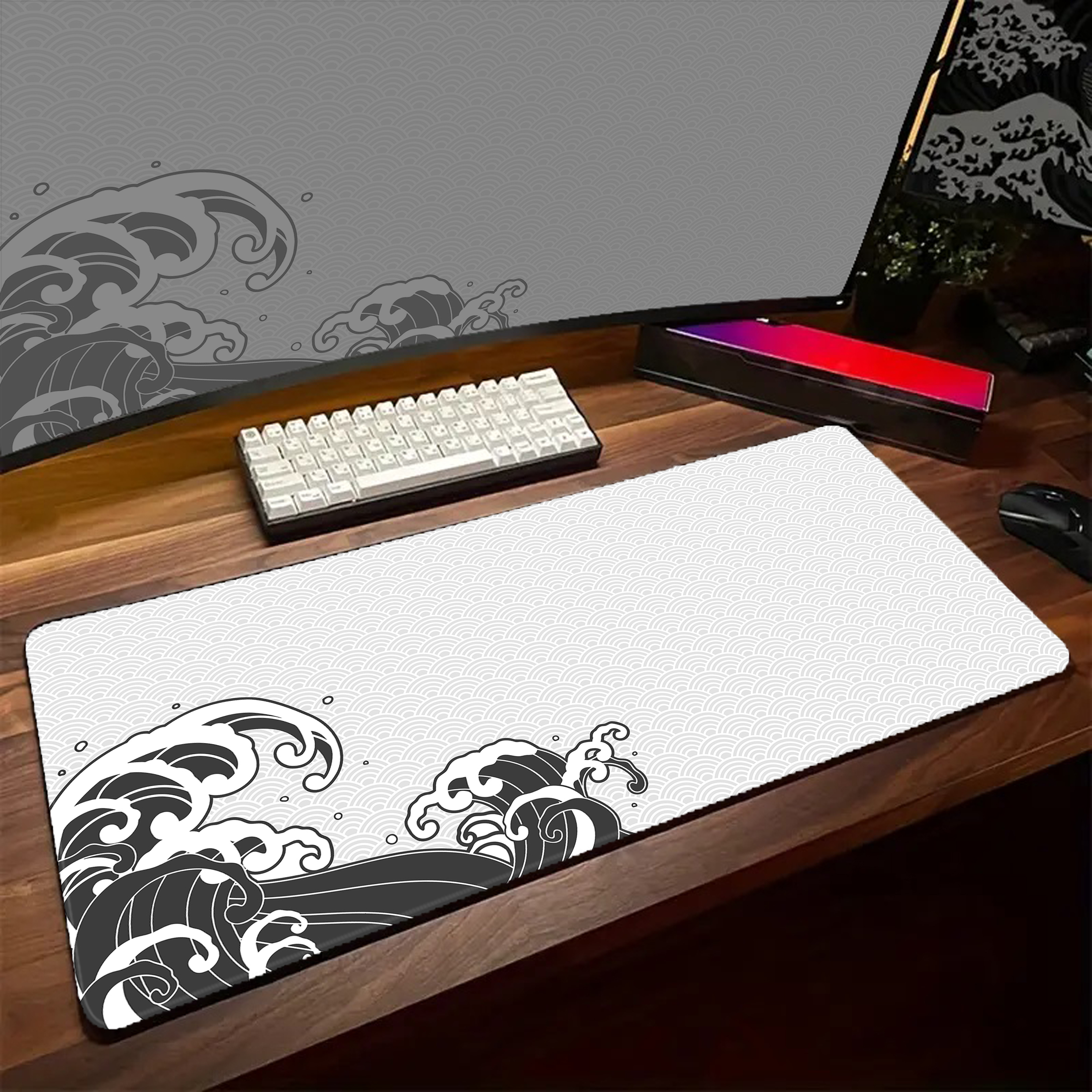 Game Mousepad Large Black and  - Desk Setup Black And White 리뷰 및 가격