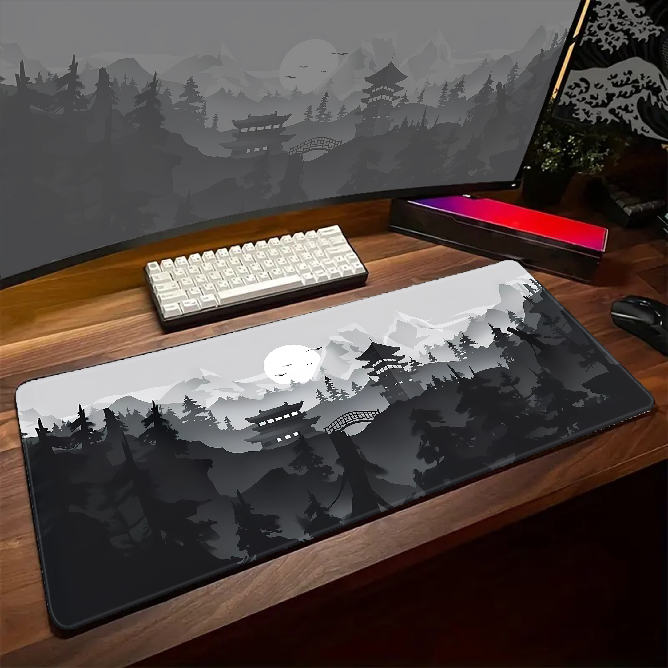 Game Mousepad Large Black and  - Desk Setup Black And White 리뷰 및 가격